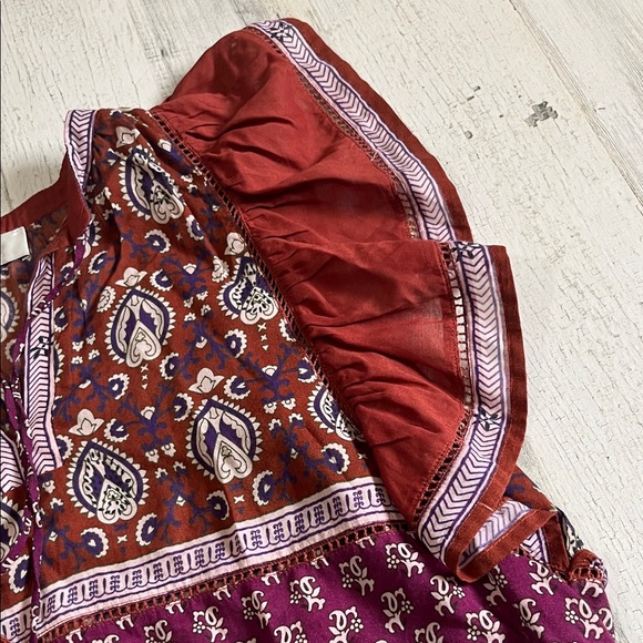 Sea New York Rust and Purple Patterned Fluttered Sleeve Top - Picture 2 of 8